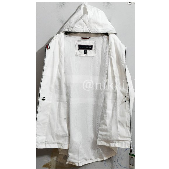 NWT Tommy Hilfiger Ladies' Long Windbreaker IN WHITE - Picture 4 of 7